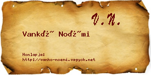 Vankó Noémi névjegykártya